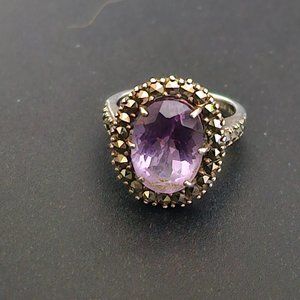 Sterling Silver 925 CNA Faceted Amethyst Ring Size 8